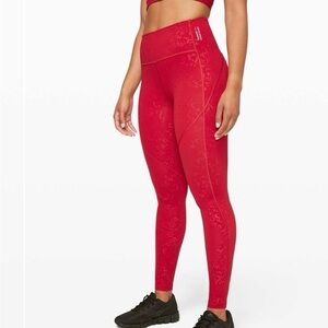 Lululemon Stronger as One Tight 28" *lululemon X Barrys Bootcamp Emboss Dark Red